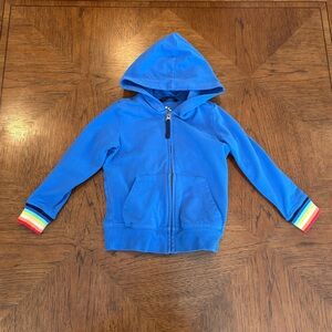Primary Blue Hoodie with Colorful Cuffs